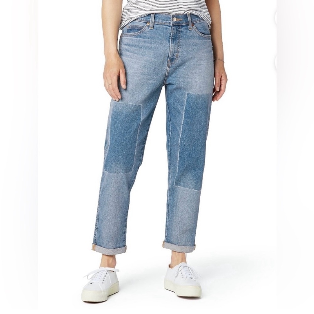 NWT Levi Strauss Mid Rise Boyfriend Heritage Jeans Patchwork Style Womens 16